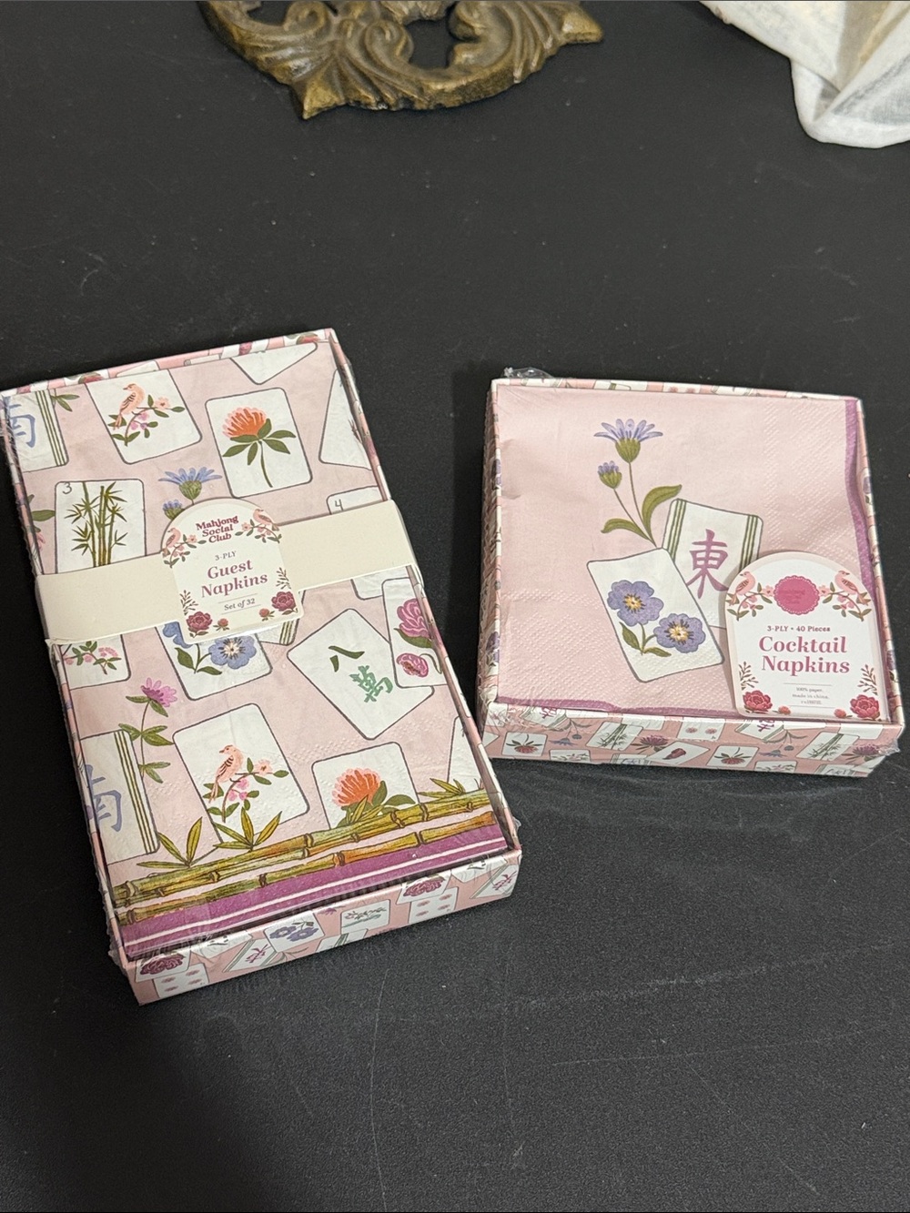 Mahjong social club guest napkins and cocktail napkins — total of 72 napkins